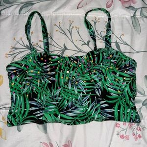 Pink brand crop top with leaf print size S